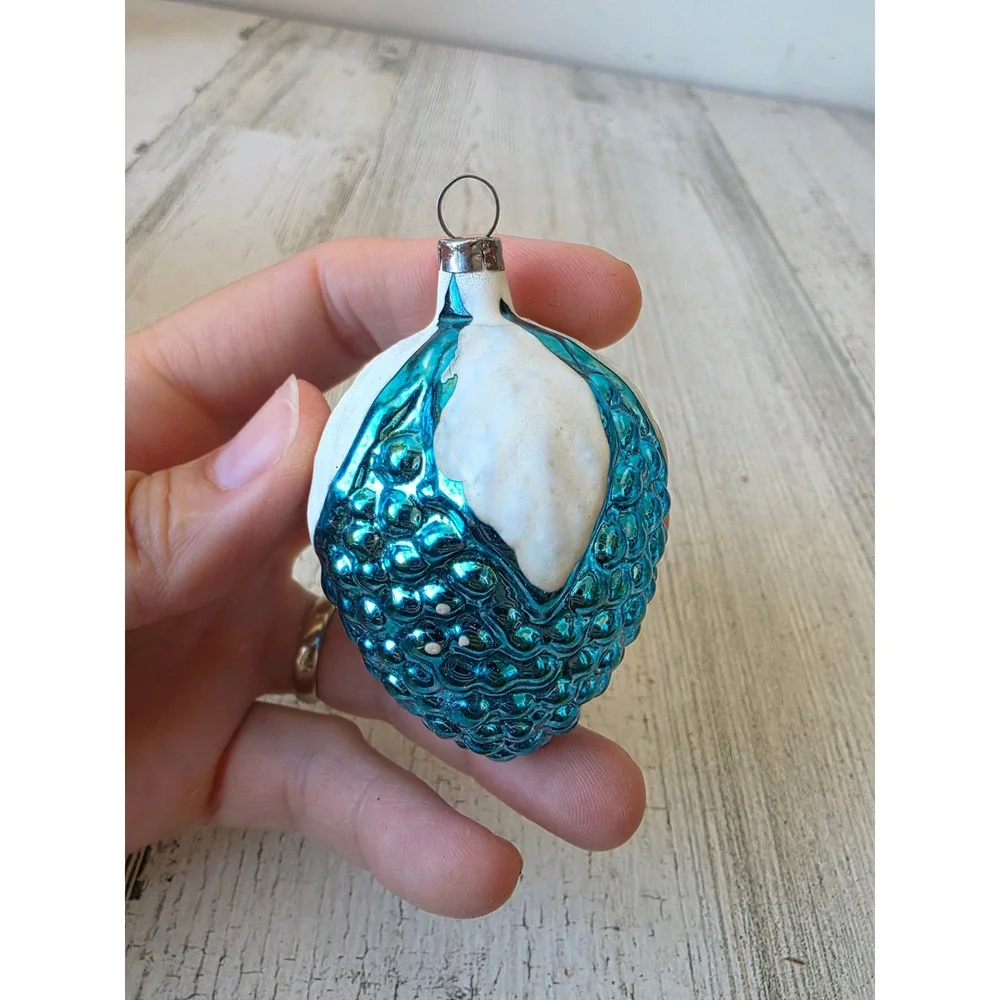 Vintage blue raspberry grape mercury glass ornament Xmas tree